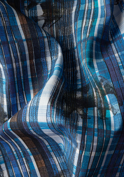 Vivid Blue Printed Poplin Resort Shirt - Short Sleeve
