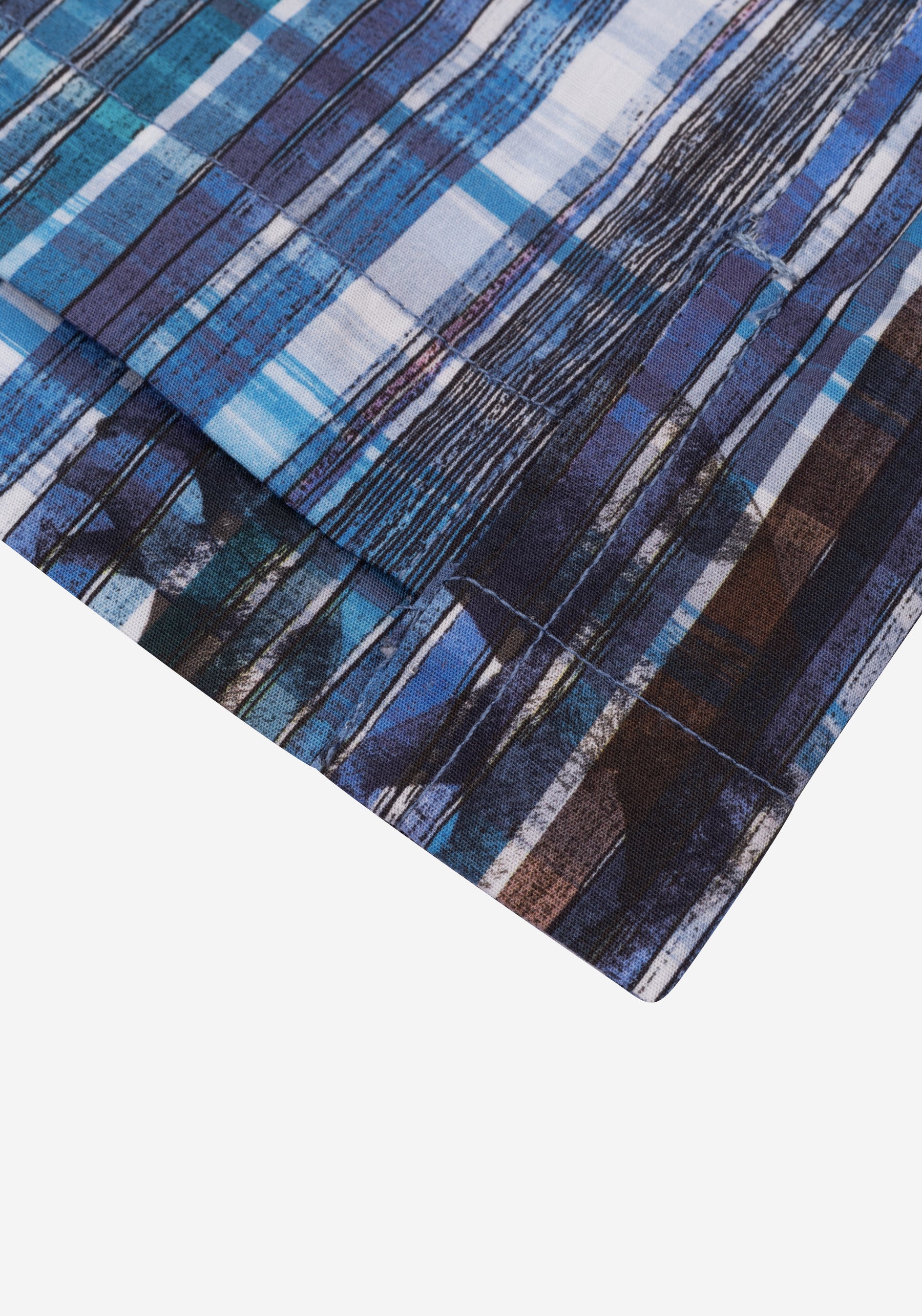 Vivid Blue Printed Poplin Resort Shirt - Short Sleeve