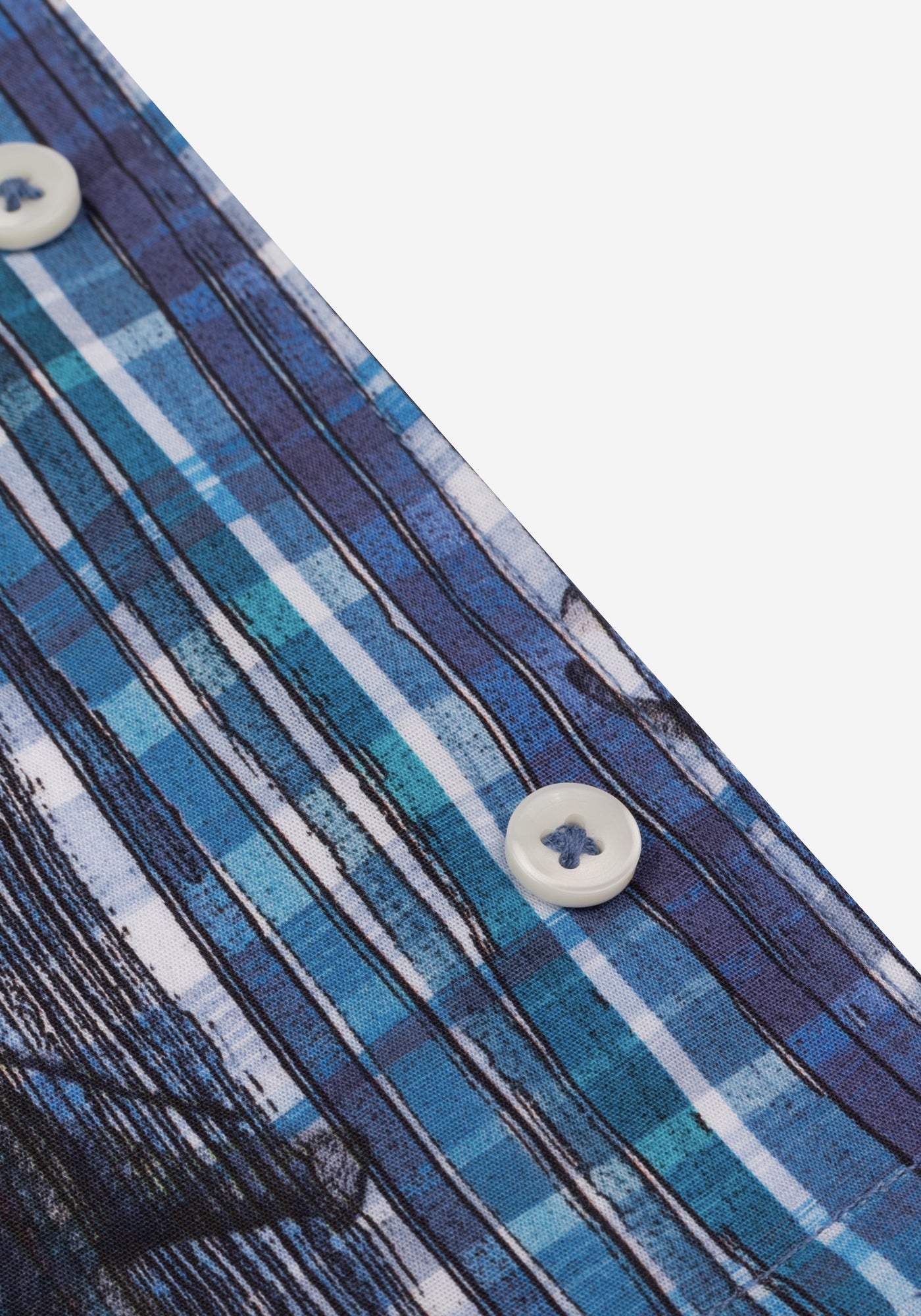 Vivid Blue Printed Poplin Resort Shirt - Short Sleeve