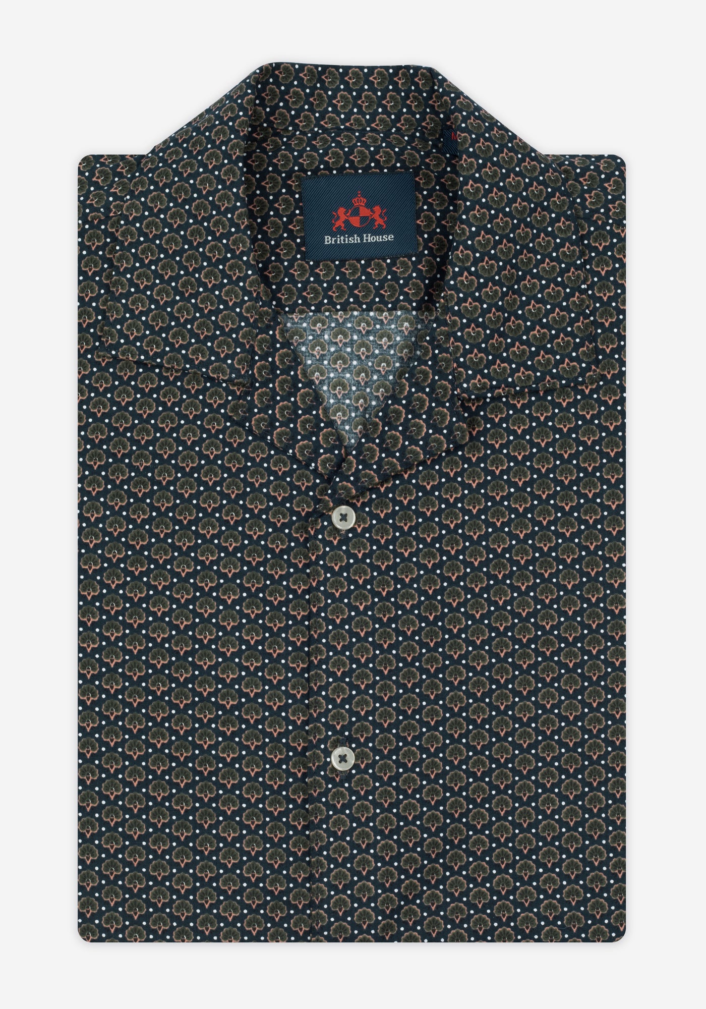 Sage Green Printed Poplin Resort Shirt - Short Sleeve