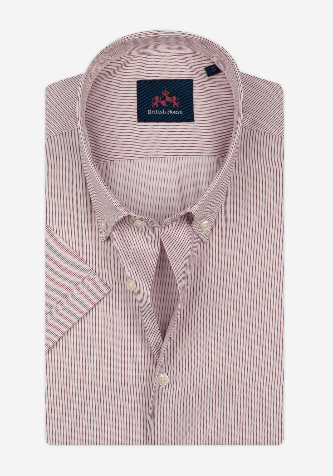 Dim Red Stripe Twill Shirt - Short Sleeve