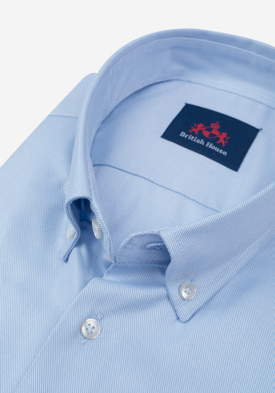 Pastel Blue Stripe Twill Shirt - Short Sleeve