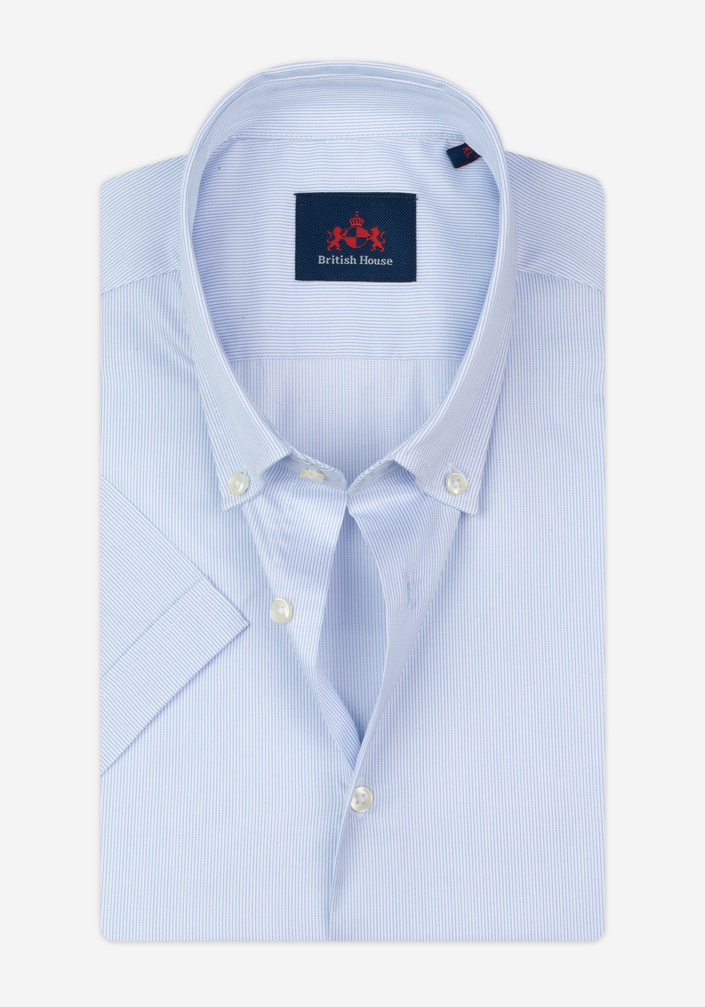 Ice Blue Stripe Twill Shirt - Short Sleeve