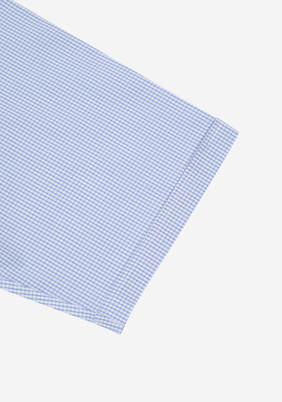 Breeze Blue Checked Poplin Shirt - Short Sleeve