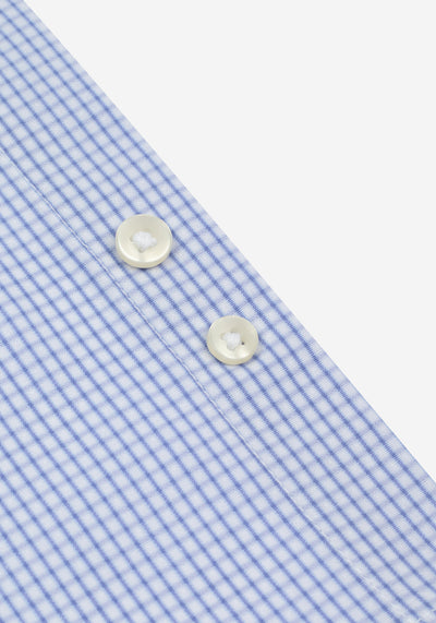 Breeze Blue Checked Poplin Shirt - Short Sleeve