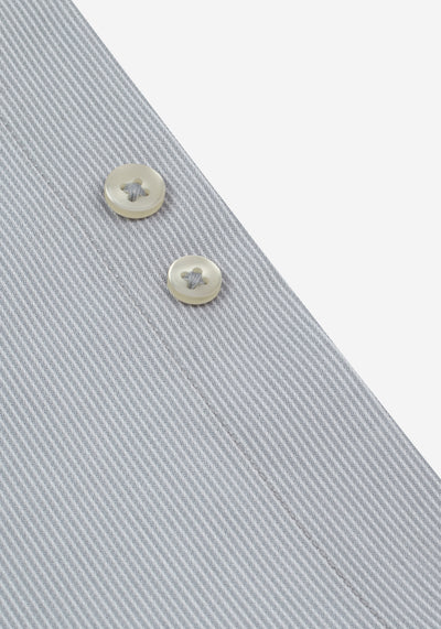Dull Grey Stripe Piqué Shirt - Short Sleeve