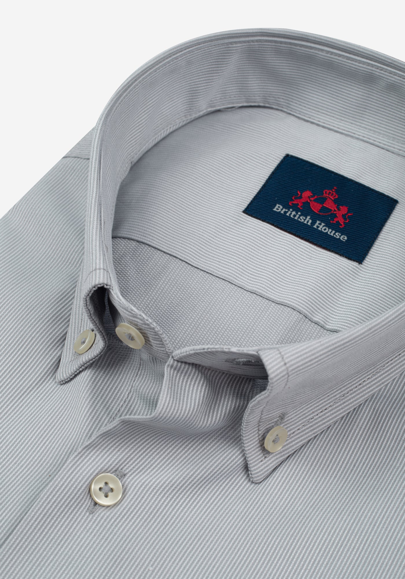 Dull Grey Stripe Piqué Shirt - Short Sleeve