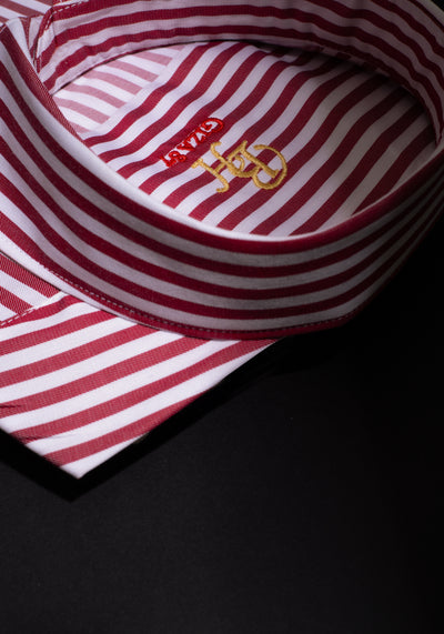 Giza 87 Cotton Bold Red Stripe Signature Twill Shirt