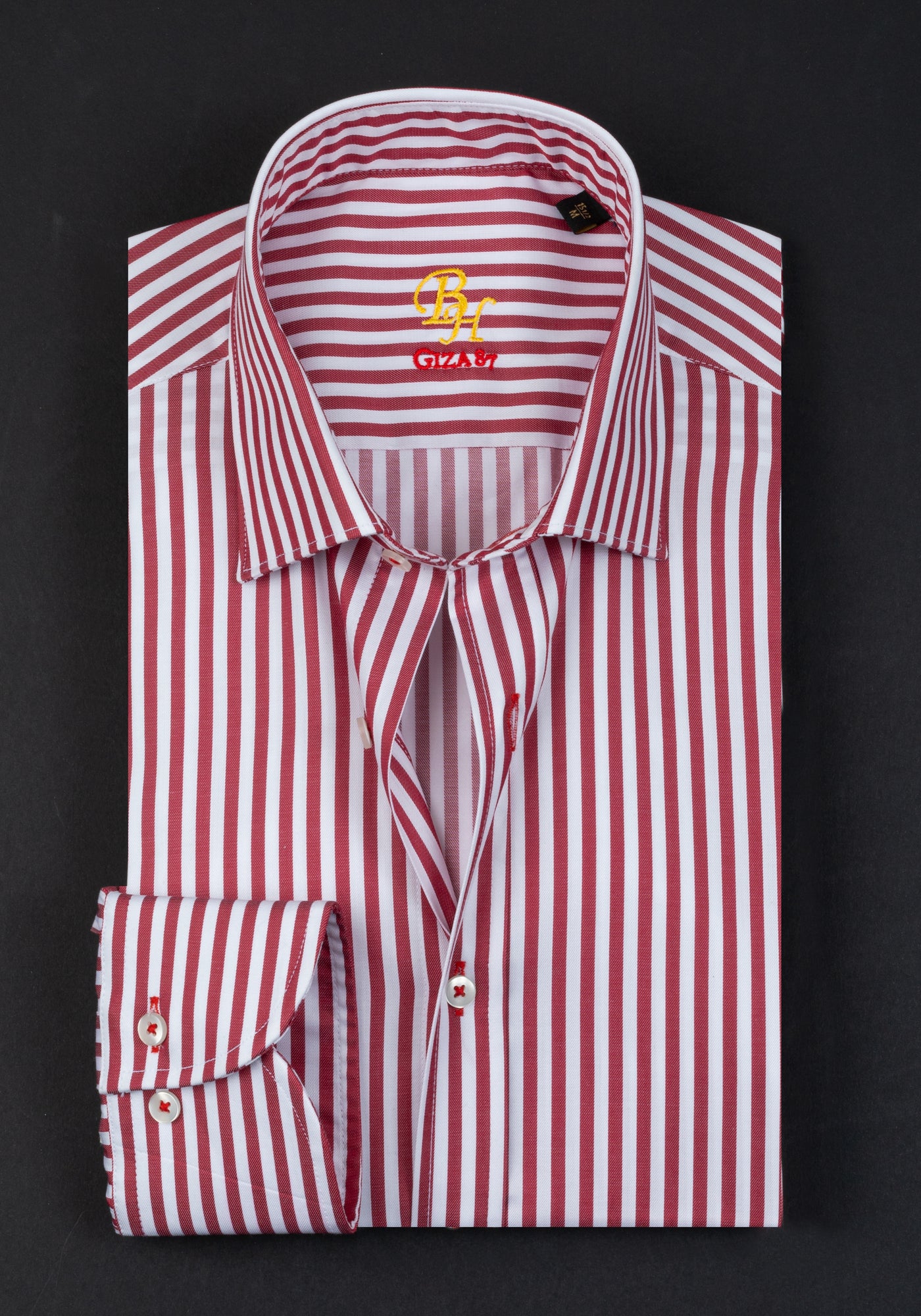 Giza 87 Cotton Bold Red Stripe Signature Twill Shirt