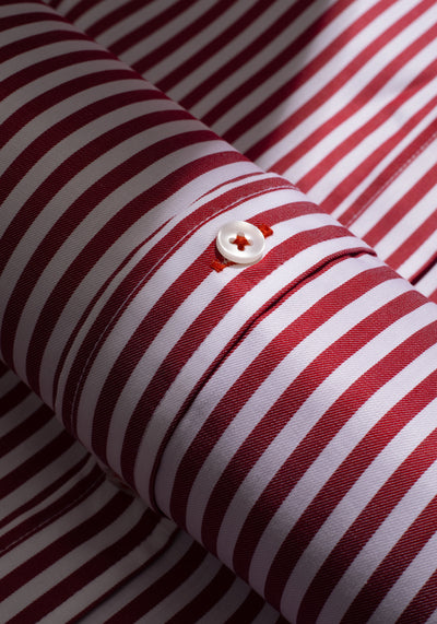 Giza 87 Cotton Bold Red Stripe Signature Twill Shirt