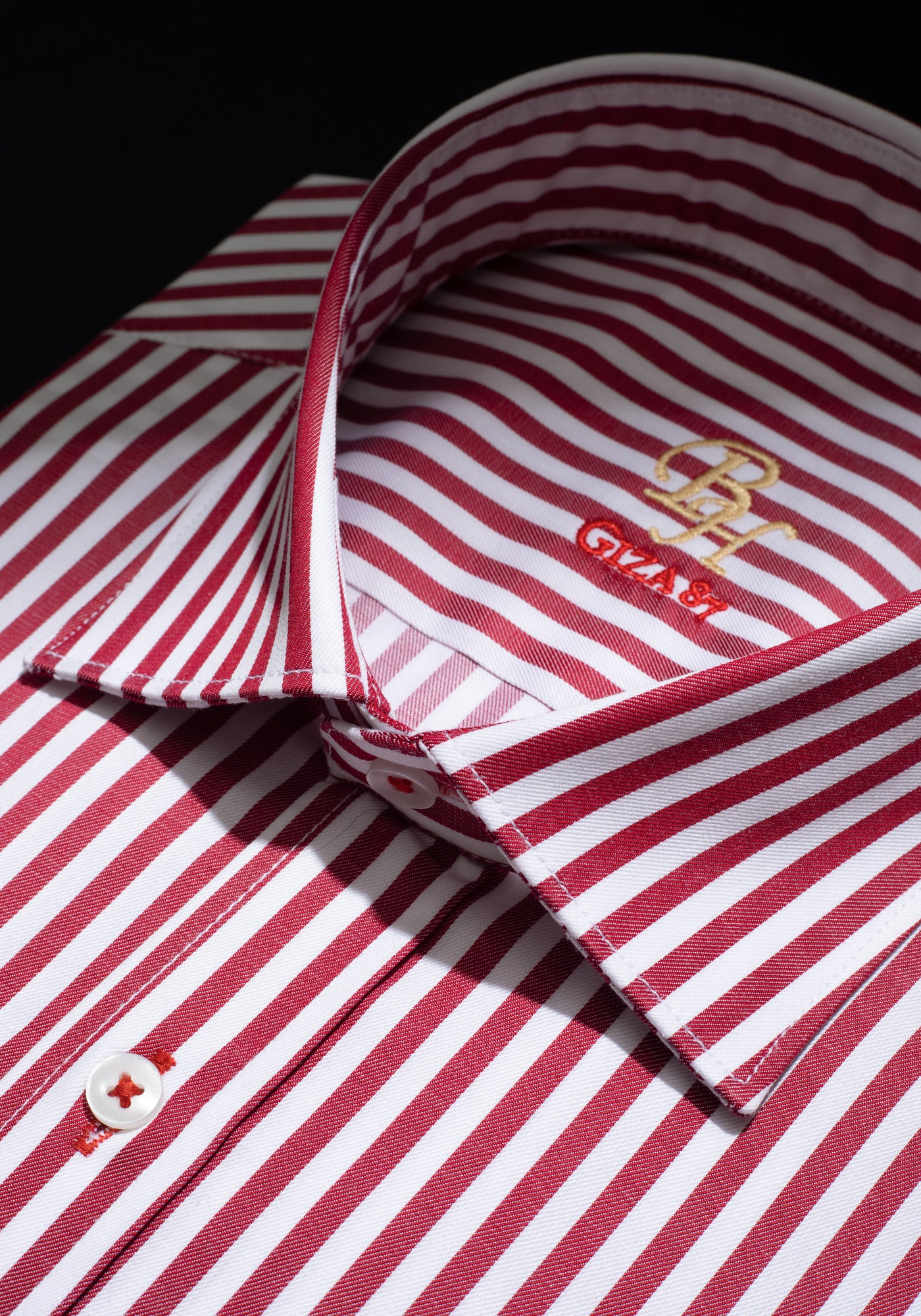 Giza 87 Cotton Bold Red Stripe Signature Twill Shirt