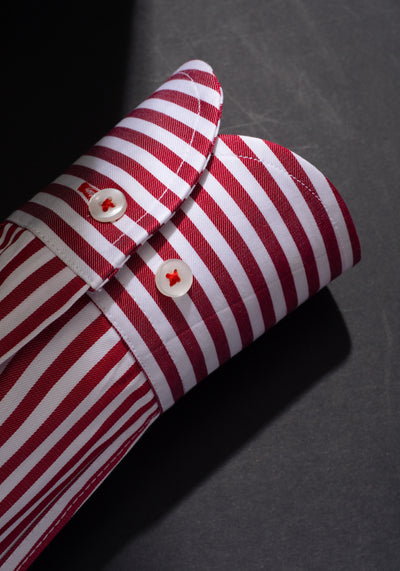 Giza 87 Cotton Bold Red Stripe Signature Twill Shirt
