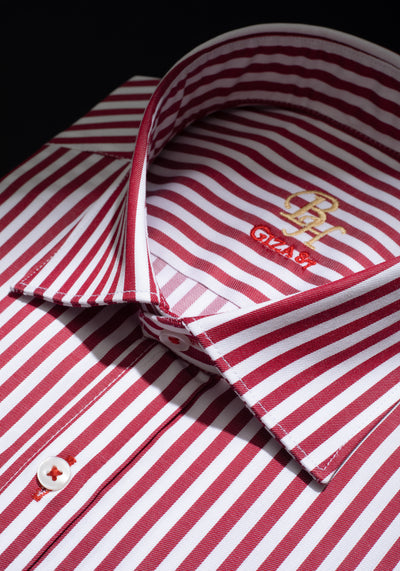 Giza 87 Cotton Bold Red Stripe Signature Twill Shirt