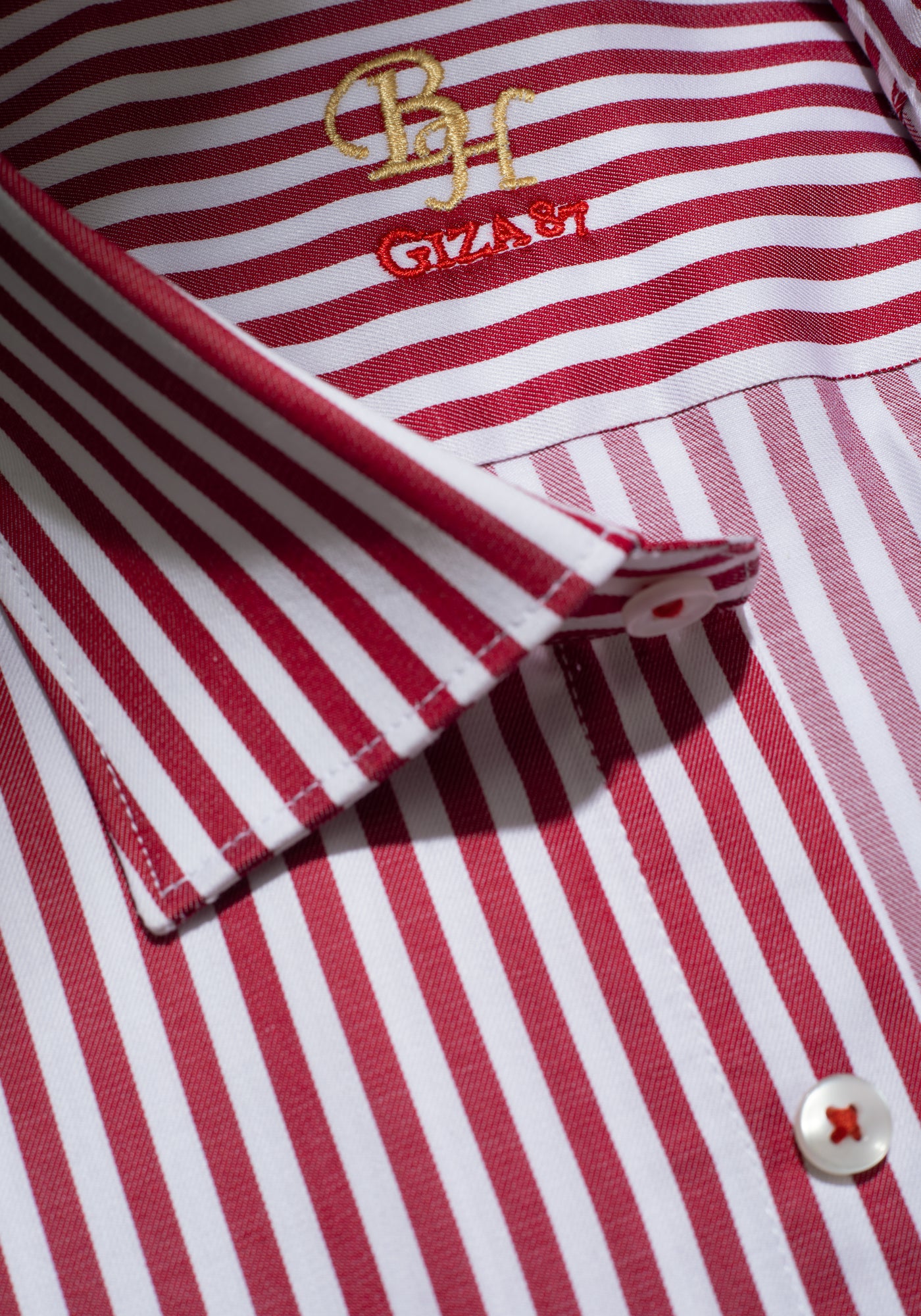 Giza 87 Cotton Bold Red Stripe Signature Twill Shirt