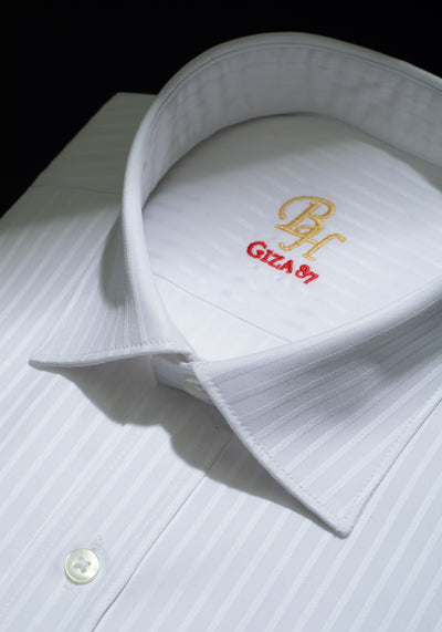Giza 87 Cotton Halo White Stripe Signature Twill Shirt