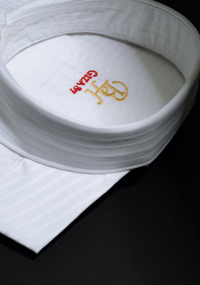 Giza 87 Cotton Halo White Stripe Signature Twill Shirt