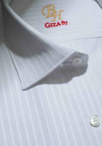 Giza 87 Cotton Halo White Stripe Signature Twill Shirt