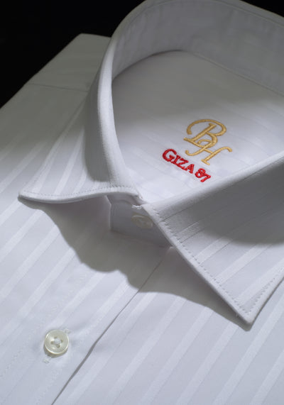 Giza 87 Cotton Glacier White Stripe Signature Twill Shirt