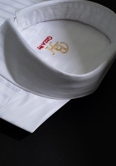 Giza 87 Cotton Glacier White Stripe Signature Twill Shirt