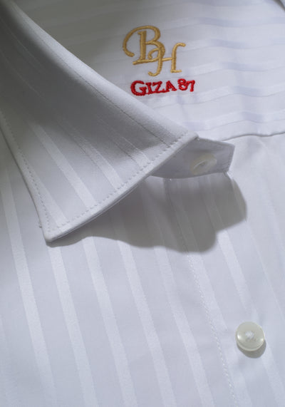 Giza 87 Cotton Glacier White Stripe Signature Twill Shirt