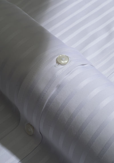 Giza 87 Cotton Glacier White Stripe Signature Twill Shirt
