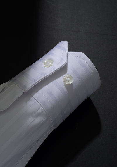 Giza 87 Cotton Glacier White Stripe Signature Twill Shirt