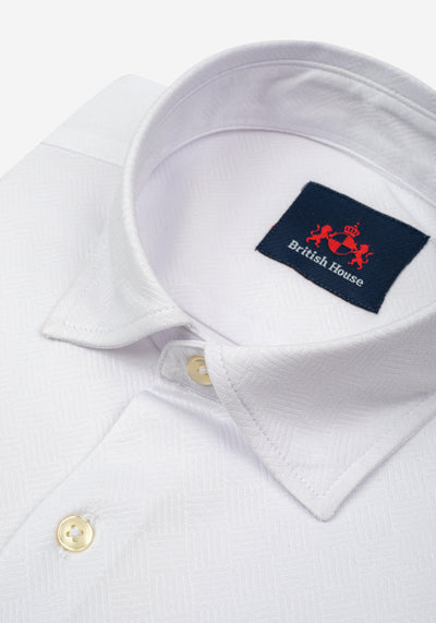 Lunar White Knitted 4-Way Stretch Shirt