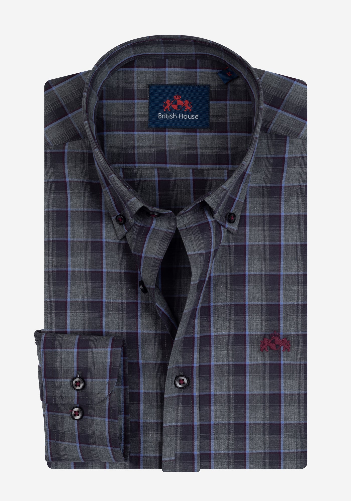 Shadow Grey Navy Checked Twill Shirt