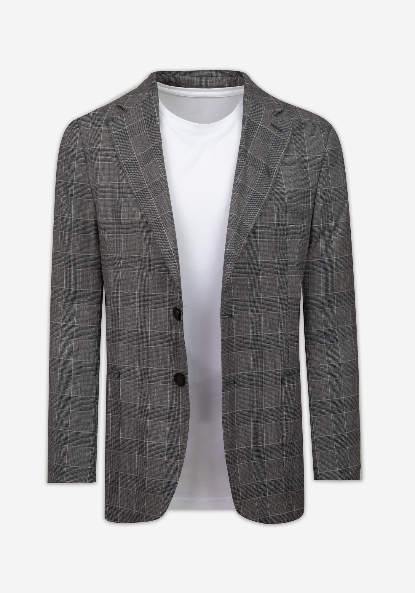 Contemporary Fit Smoke Grey Checked Blazer