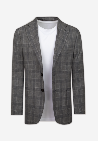 Contemporary Fit Smoke Grey Checked Blazer