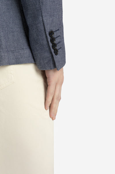 Contemporary Fit Vintage Navy Dotted Linen Blend Blazer