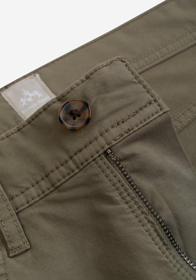 Contemporary Fit Deep Olive Twill Gabardine