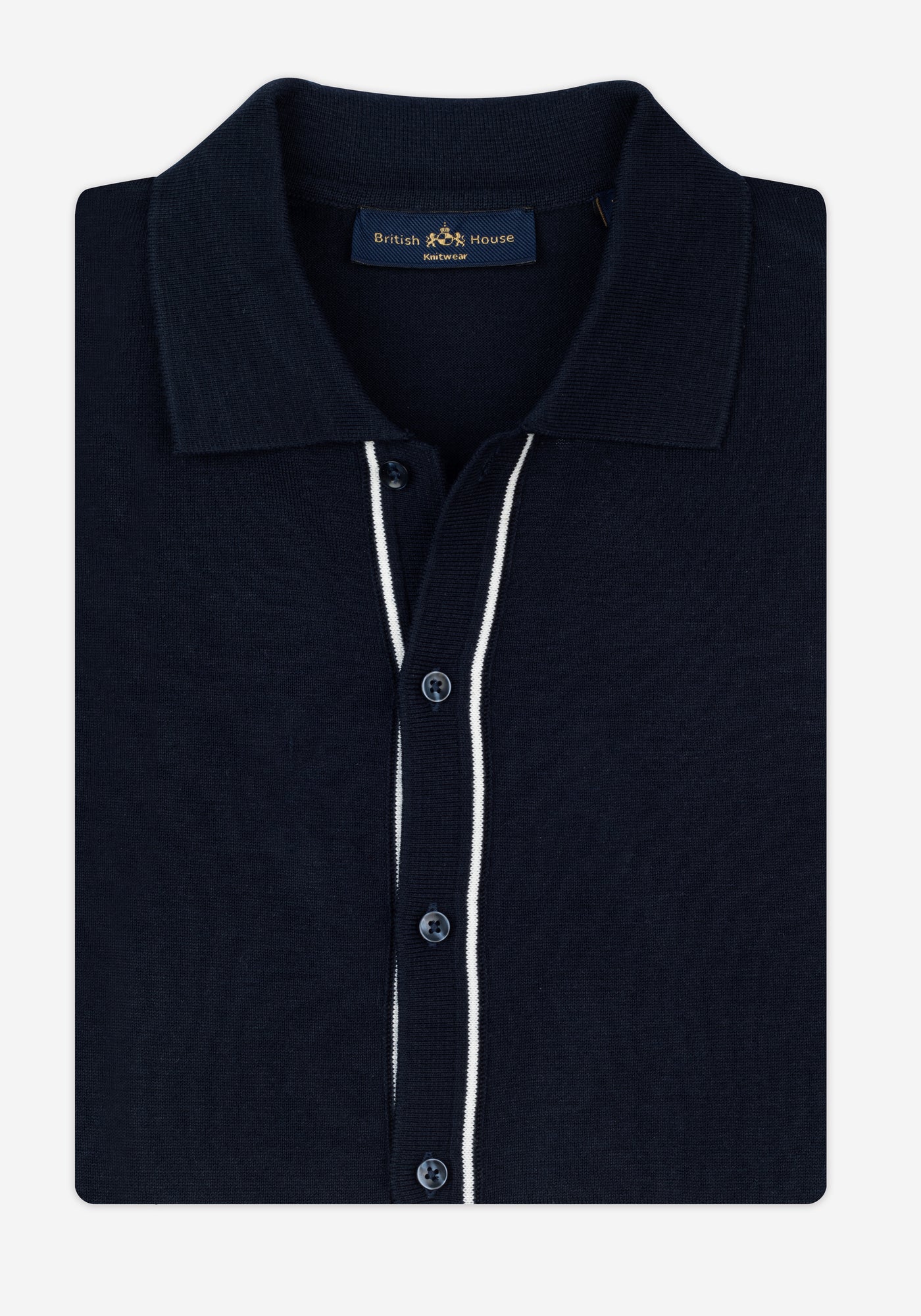Dawn Navy Knitted Polo Shirt