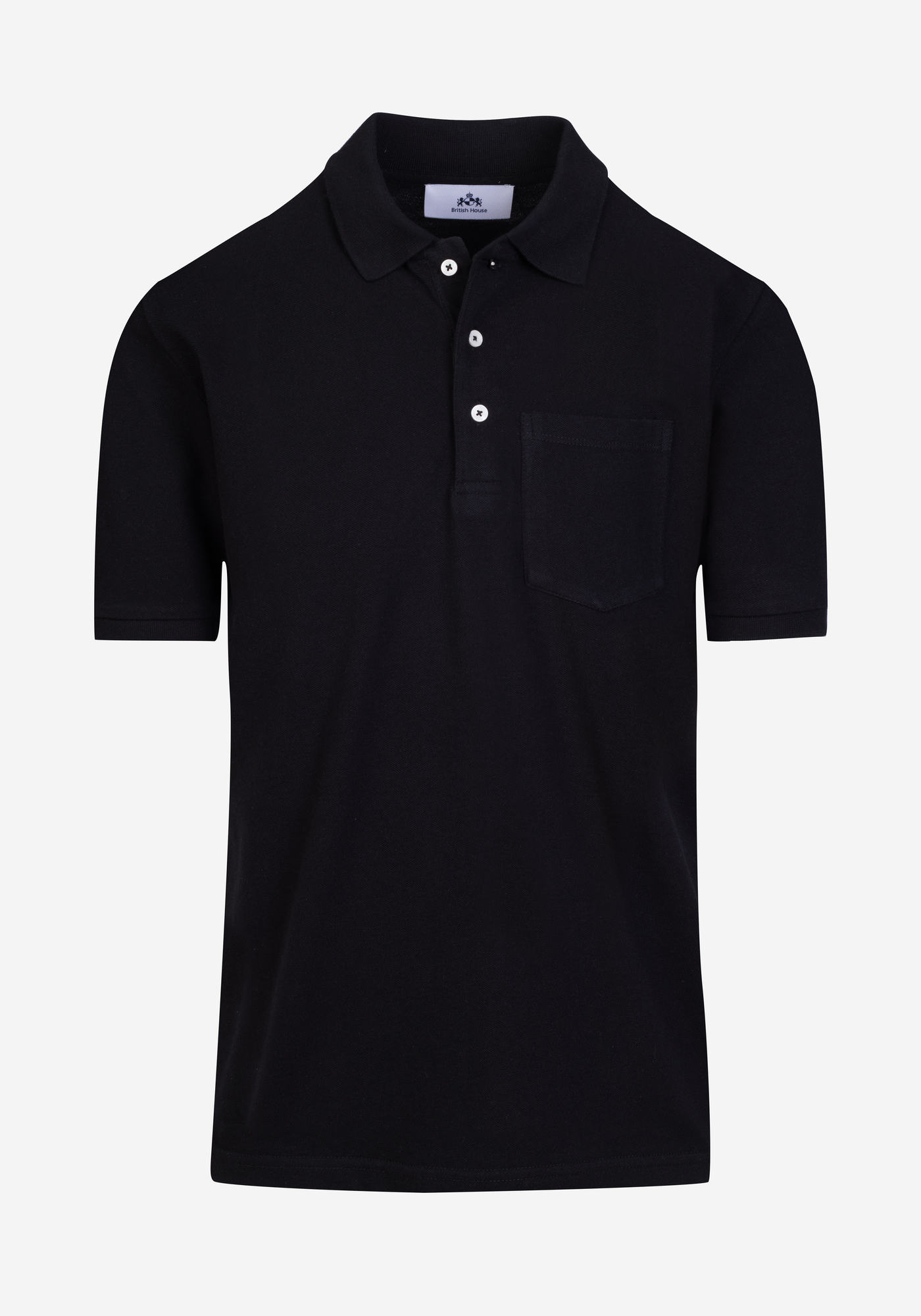 Deep Black Cotton Polo Shirt