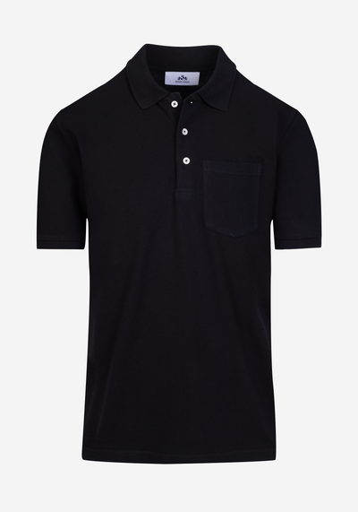 Deep Black Cotton Polo Shirt