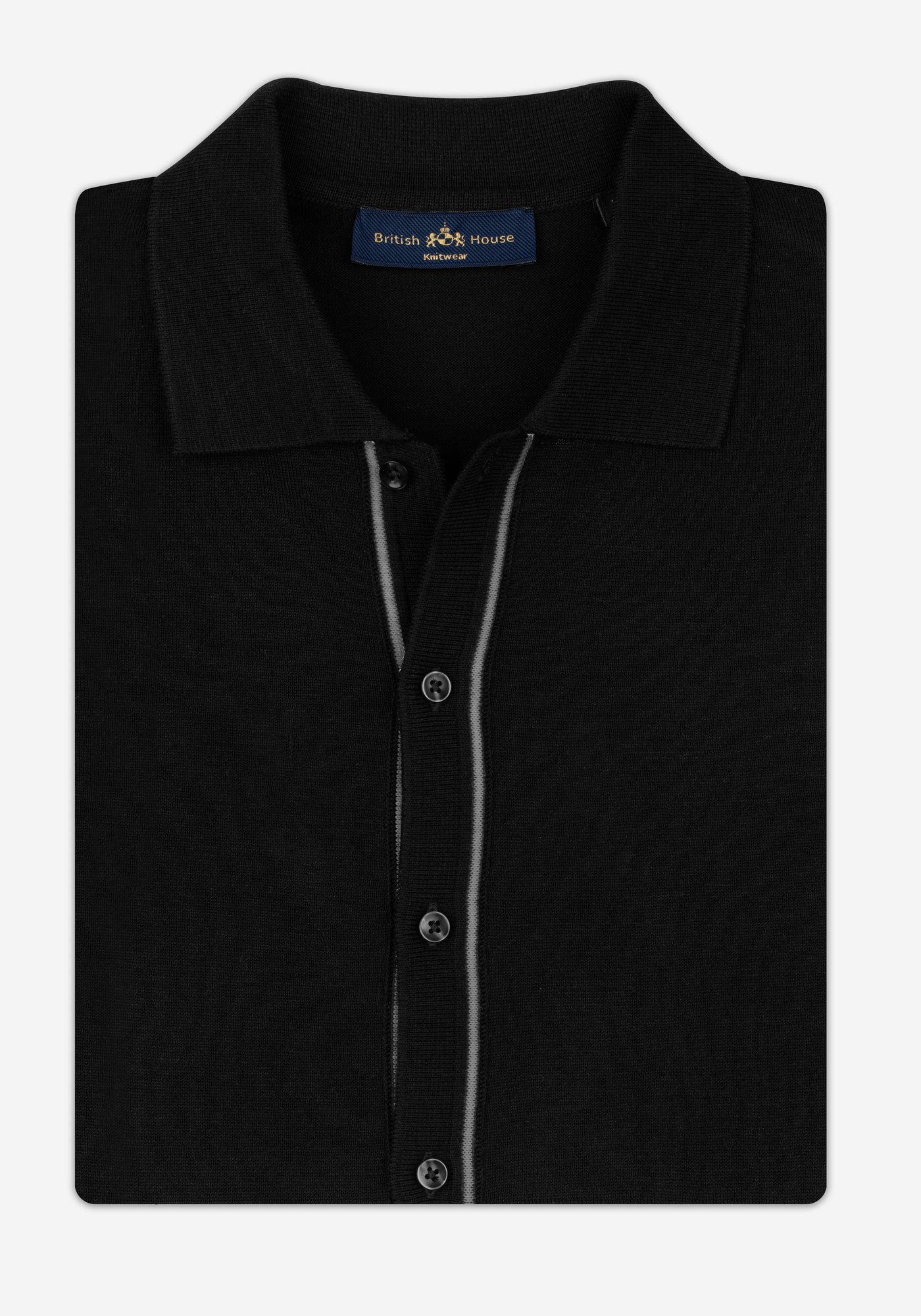 Carbon Black Knitted Polo Shirt