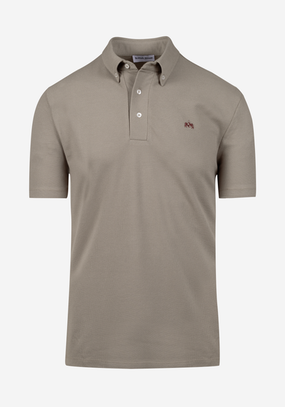 Dark Sand Beige Cotton Polo Shirt