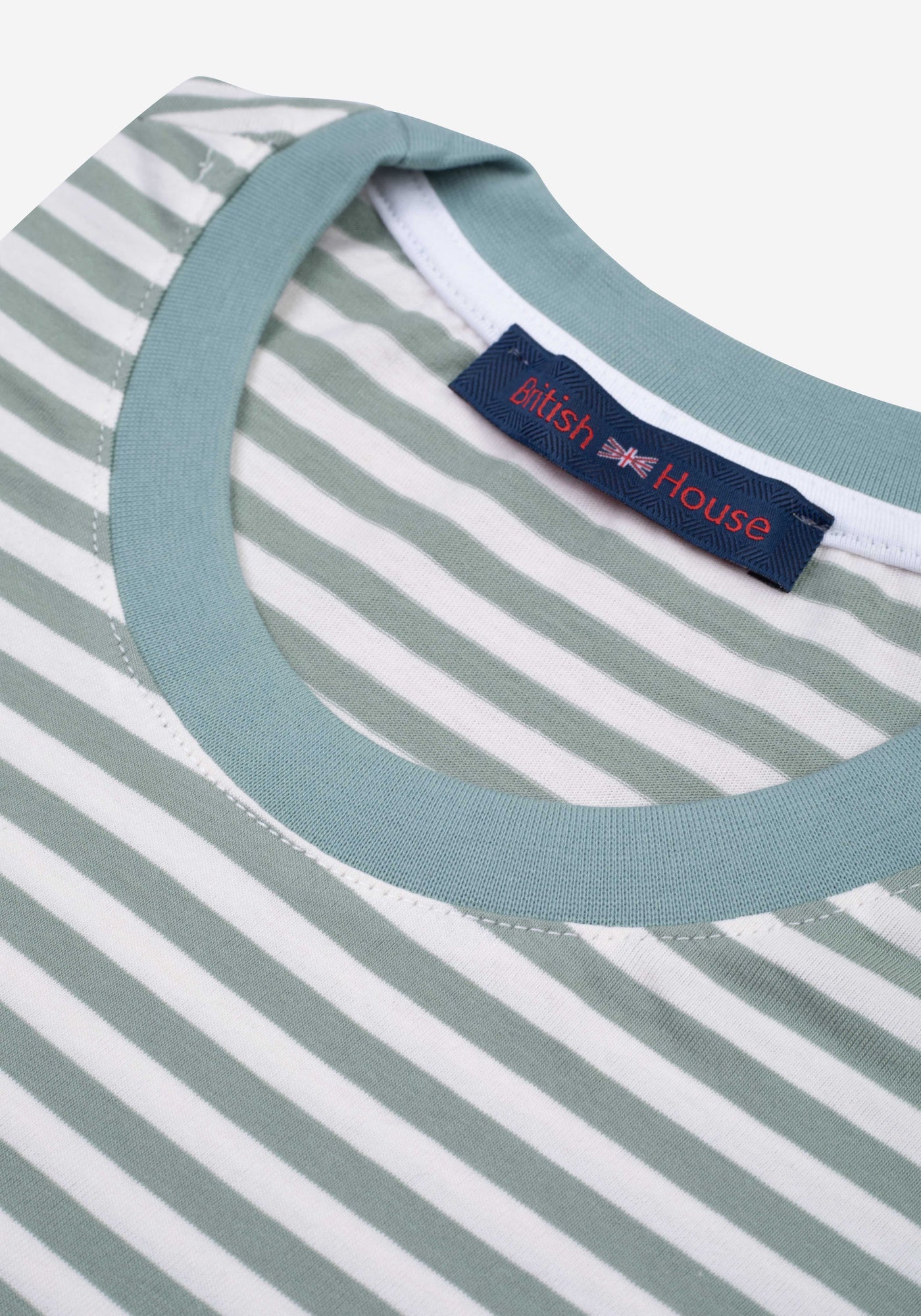 Faded Mint Green Green Stripe Cotton T-Shirt