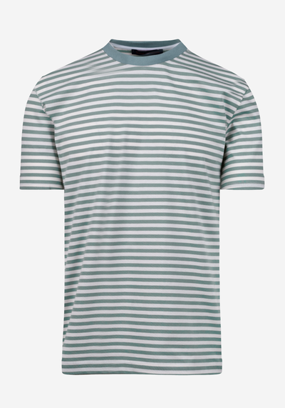 Faded Mint Green Green Stripe Cotton T-Shirt