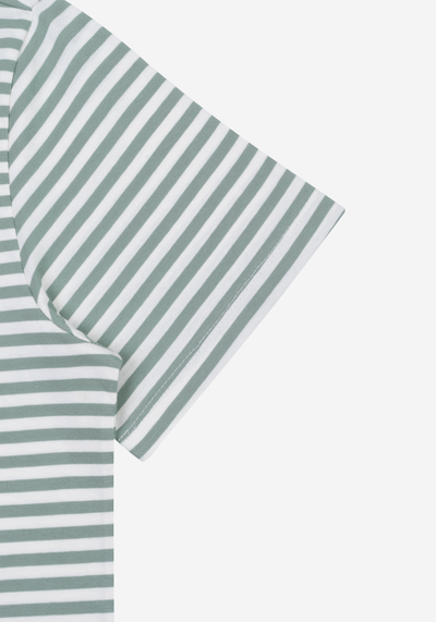 Faded Mint Green Green Stripe Cotton T-Shirt