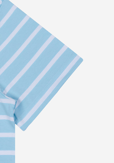 Aqua Blue Stripe Cotton T-Shirt