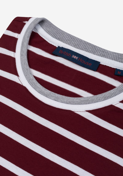 Rust Burgundy Stripe Cotton T-Shirt