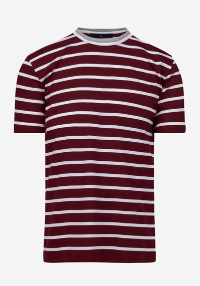 Rust Burgundy Stripe Cotton T-Shirt