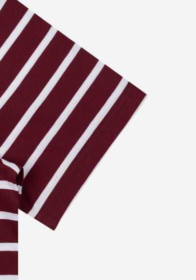 Rust Burgundy Stripe Cotton T-Shirt