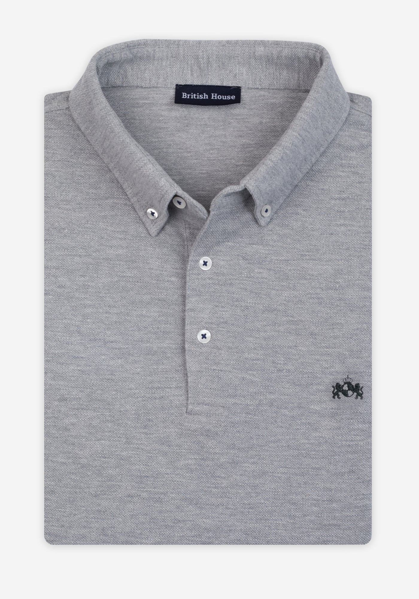 Stone Grey Cotton Polo Shirt