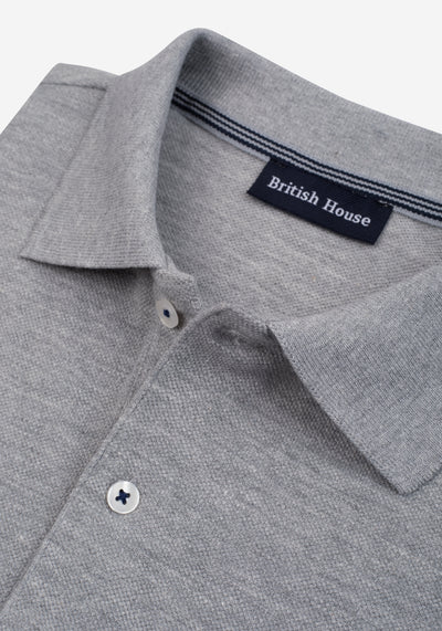 Concrete Grey Cotton Polo Shirt