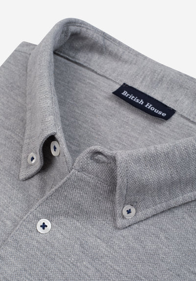 Stone Grey Cotton Polo Shirt