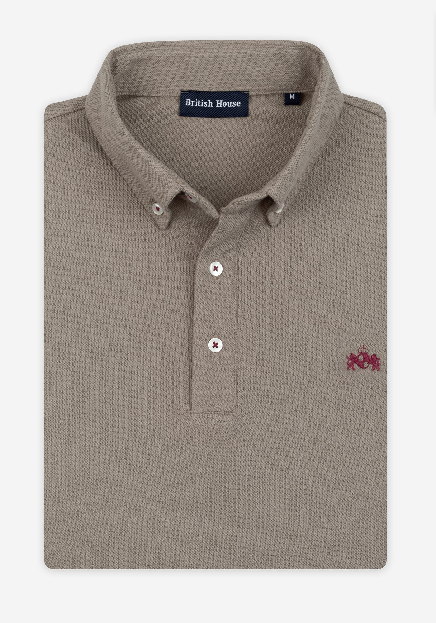 Dark Sand Beige Cotton Polo Shirt