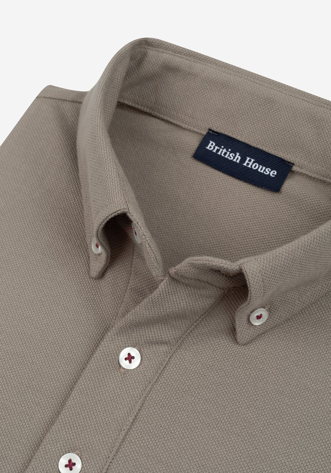 Dark Sand Beige Cotton Polo Shirt