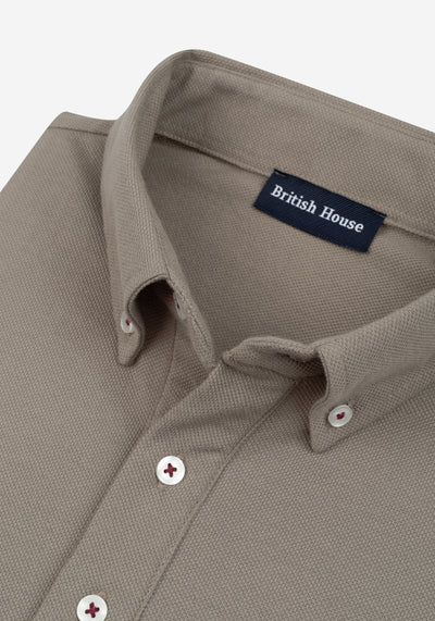 Dark Sand Beige Cotton Polo Shirt